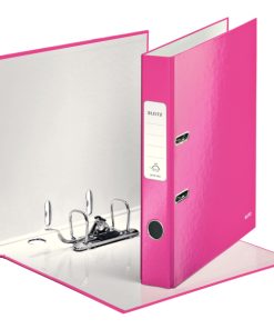 Leitz Wow Lever Arch File Laminated Paper On Board A4 50mm Spine Width Pink Metallic [pack 10] 10060023 dd