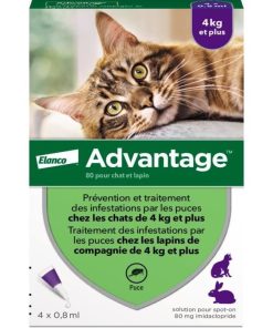 Vantaggio 80 - 4 Pipette Antiparassitarie - Per Gatti E Conigli Da 4 Kg E Oltre