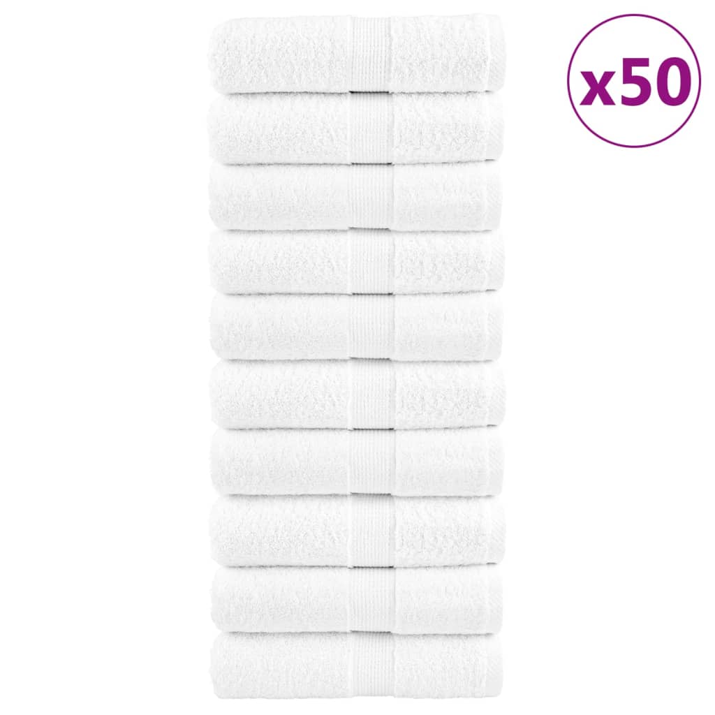 Asciugamani Ospiti Solund 50 Pz Bianchi 30x50 Cm 600gsm