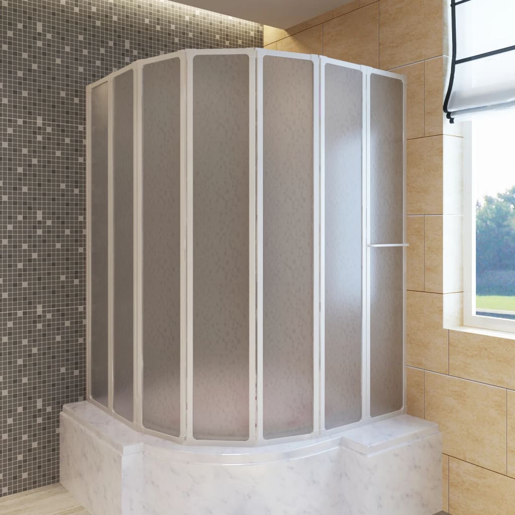 7 Pannelli Pieghevoli Con PortA-Asciugamano 140 X 168 Cm Doccia Bagno
