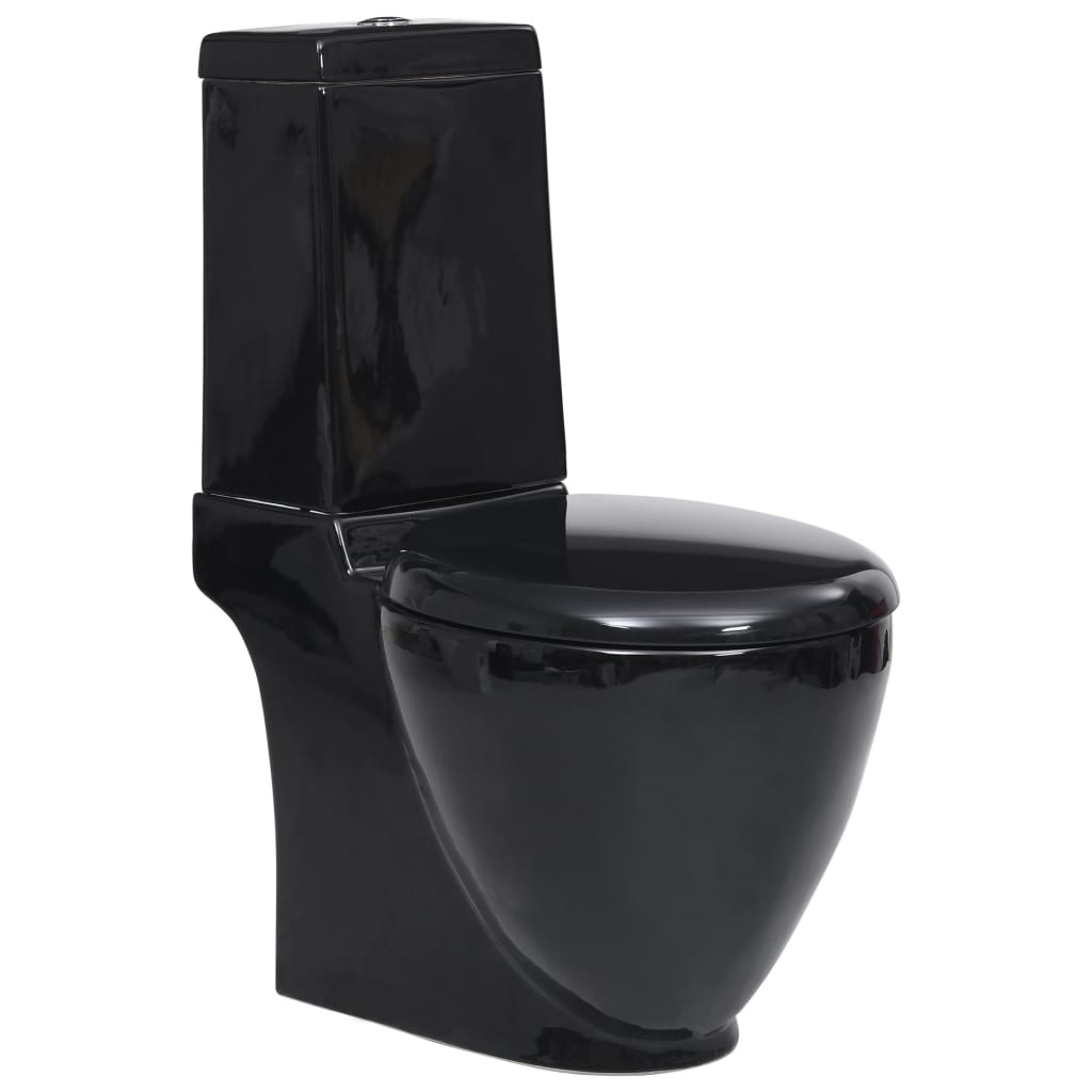 Vaso Wc In Ceramica Da Bagno Rotondo Base Con Scarico Nero