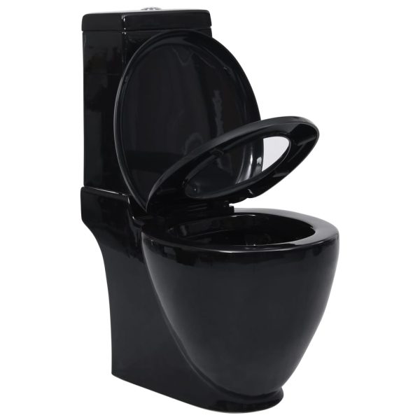 Vaso Wc In Ceramica Da Bagno Rotondo Base Con Scarico Nero - Image 3