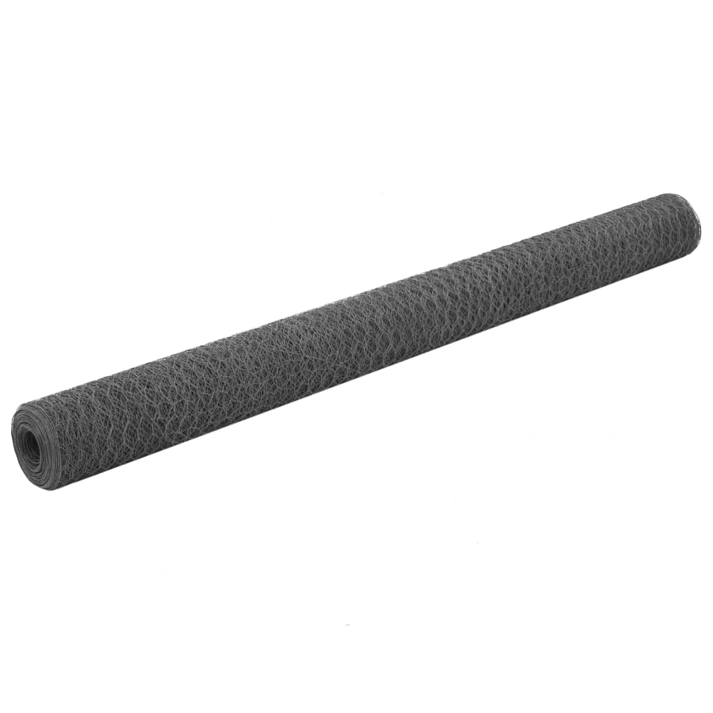 Recinzione In Rete Per Pollaio In Acciaio E Pvc 25x1,5 M Grigia