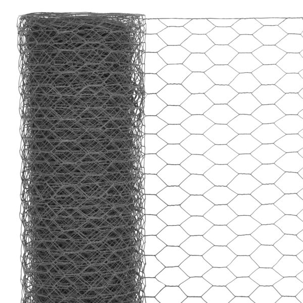 Recinzione In Rete Per Pollaio In Acciaio E Pvc 25x1,5 M Grigia - Image 3