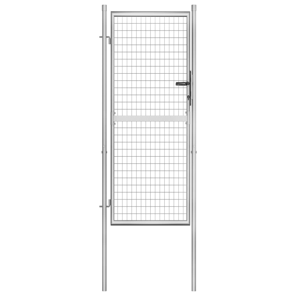 Cancello Per Giardino In Acciaio Zincato 105x250cm Argento