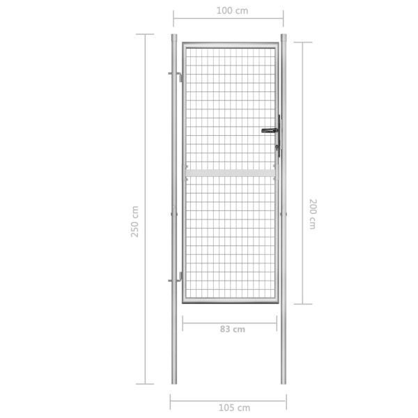 Cancello Per Giardino In Acciaio Zincato 105x250cm Argento - Image 5