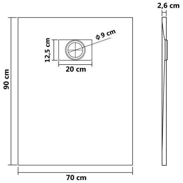 Piatto Doccia In Smc Nero 90x70 cm - Image 6