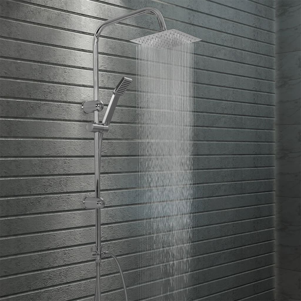 Set Per Doccia A Doppio Soffione Con Doccetta Acciaio Inox