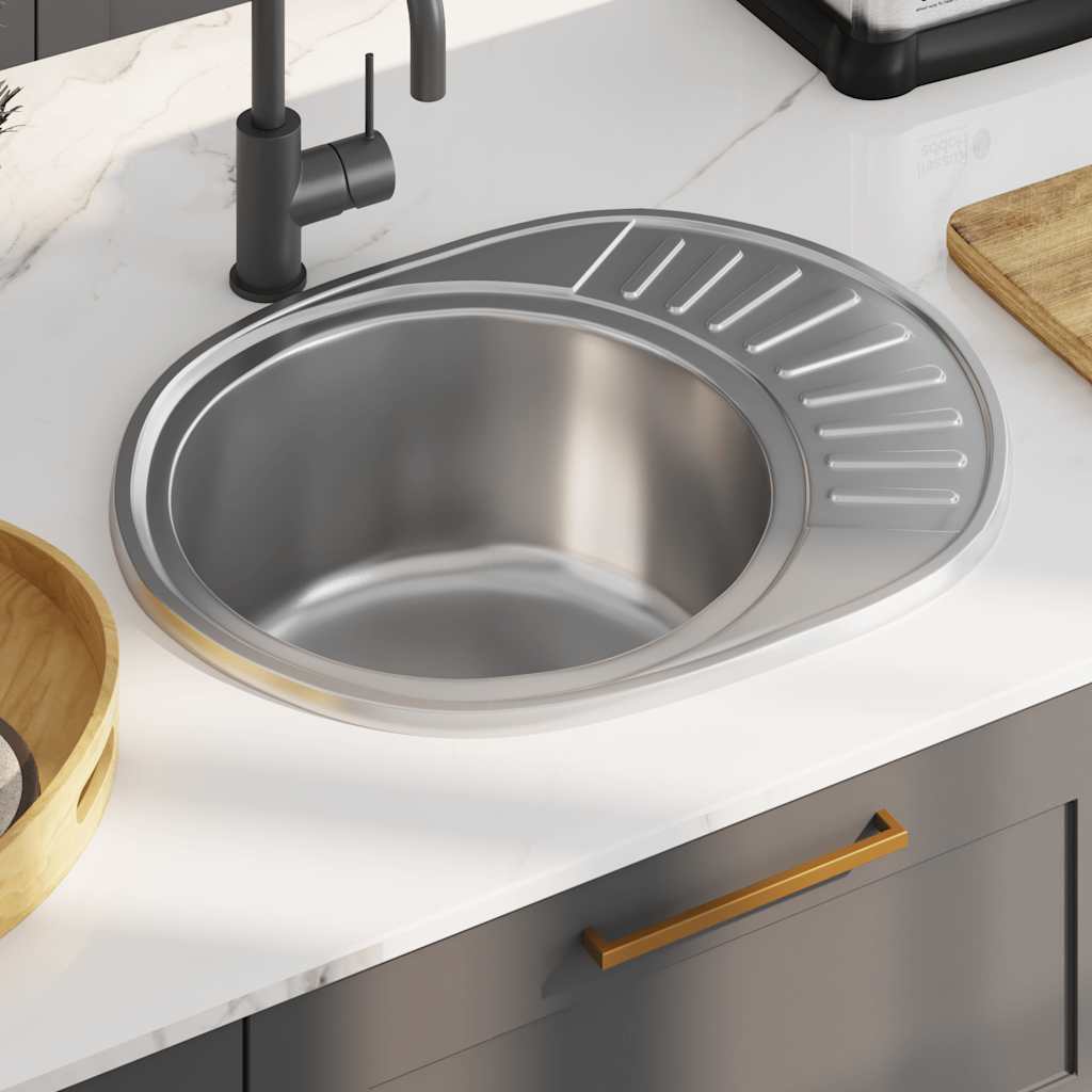 Lavello Da Cucina Con Filtro E Sifone Ovale In Acciaio Inox