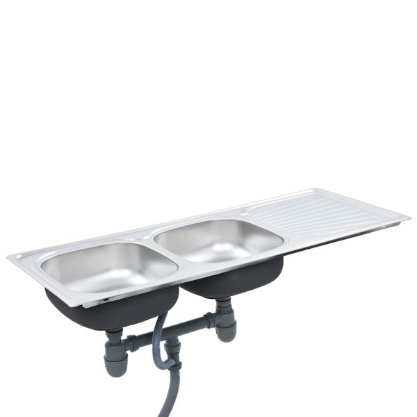 Lavello Da Cucina Doppio Con Filtro E Sifone In Acciaio Inox - Image 5