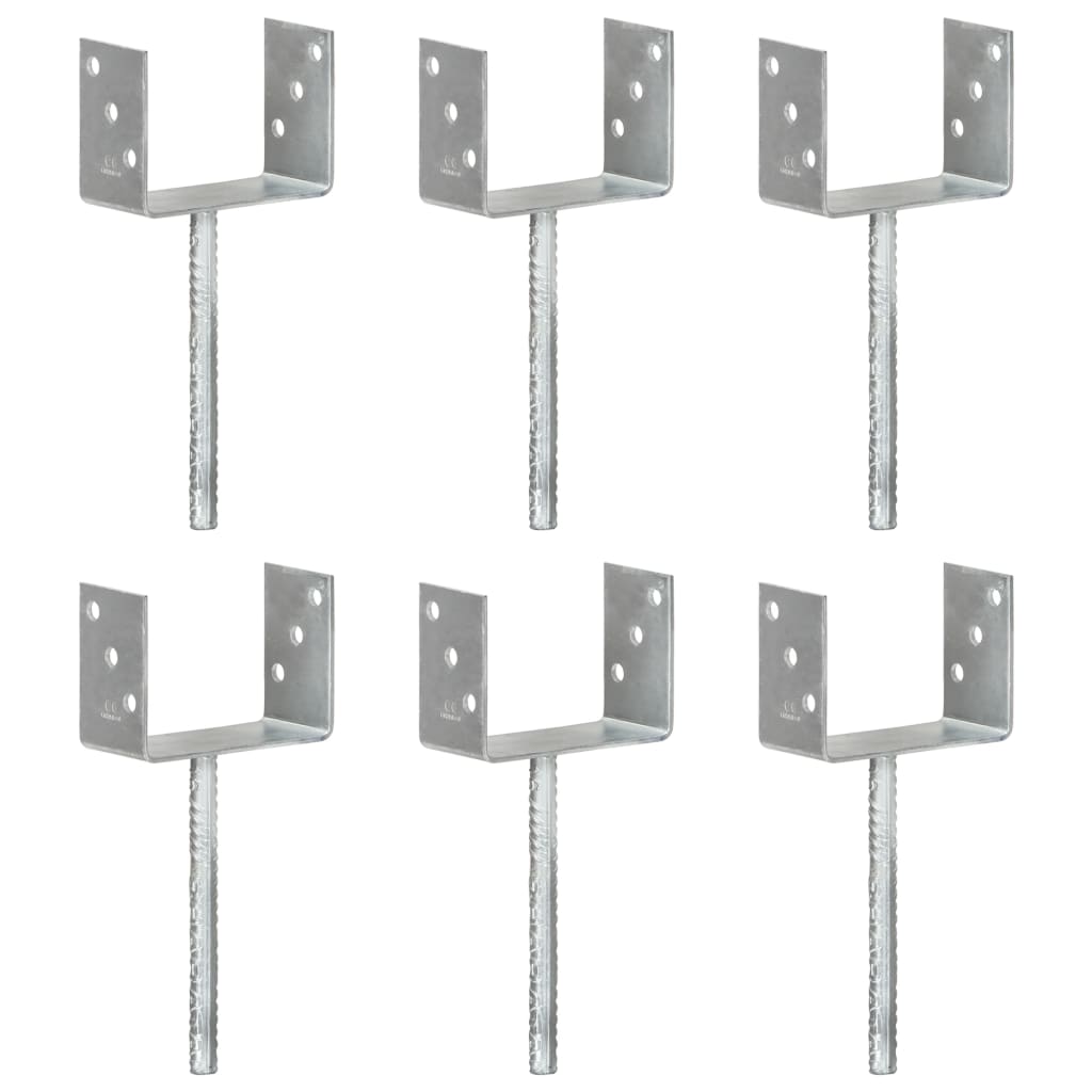 Picchetti Per Recinzione 6 Pz Argento 14x6x30cm Acciaio Zincato