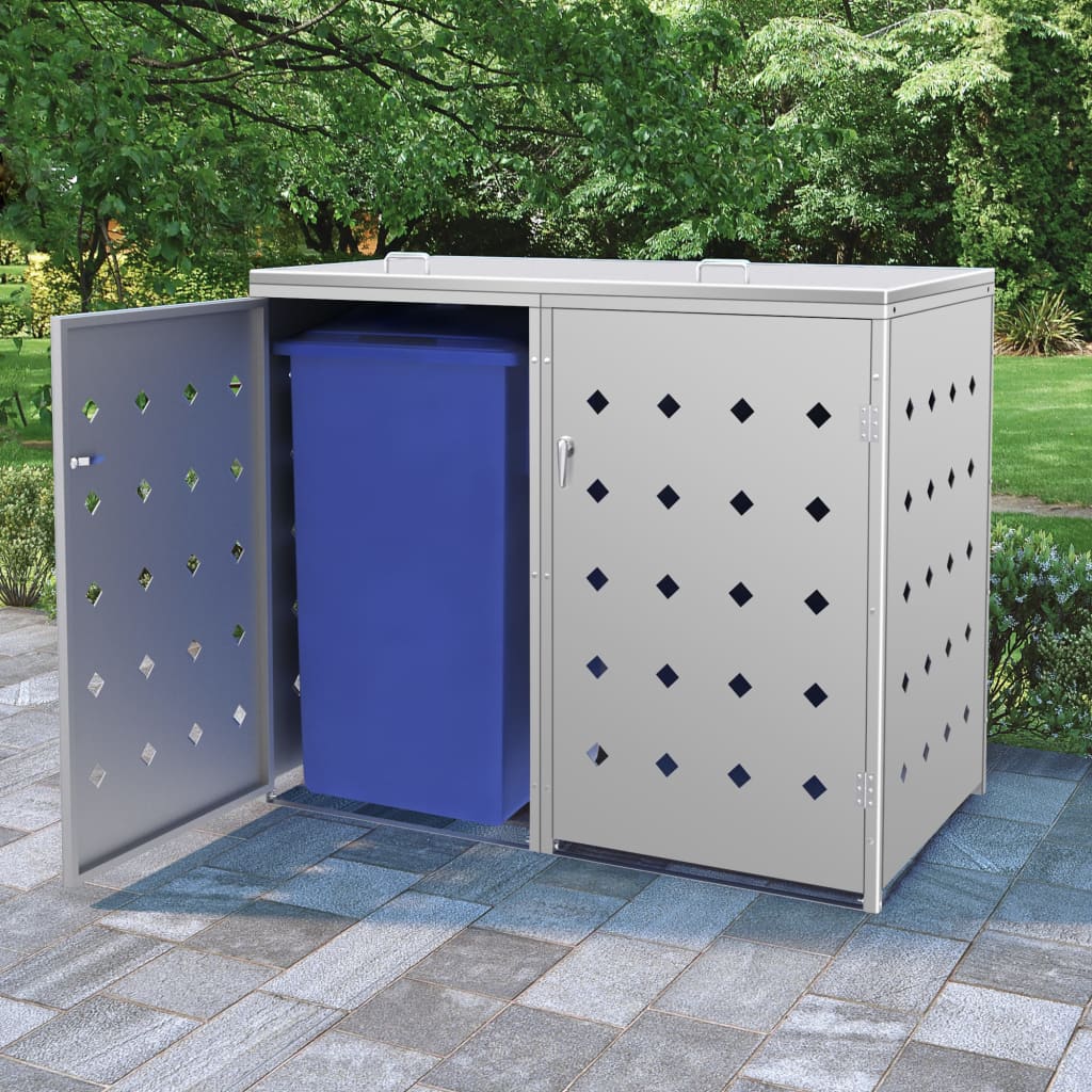 Copribidone Per Spazzatura Doppio 240 L In Acciaio Inox