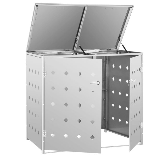 Copribidone Per Spazzatura Doppio 240 L In Acciaio Inox - Image 4