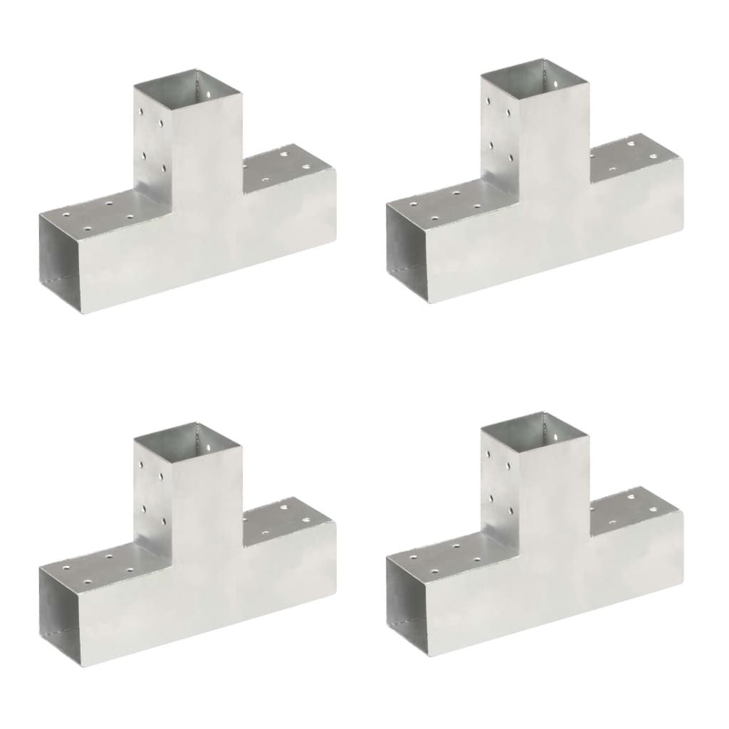 Connettori Per Pali A Forma Di T 4 Pz Metallo Zincato 71x71 mm