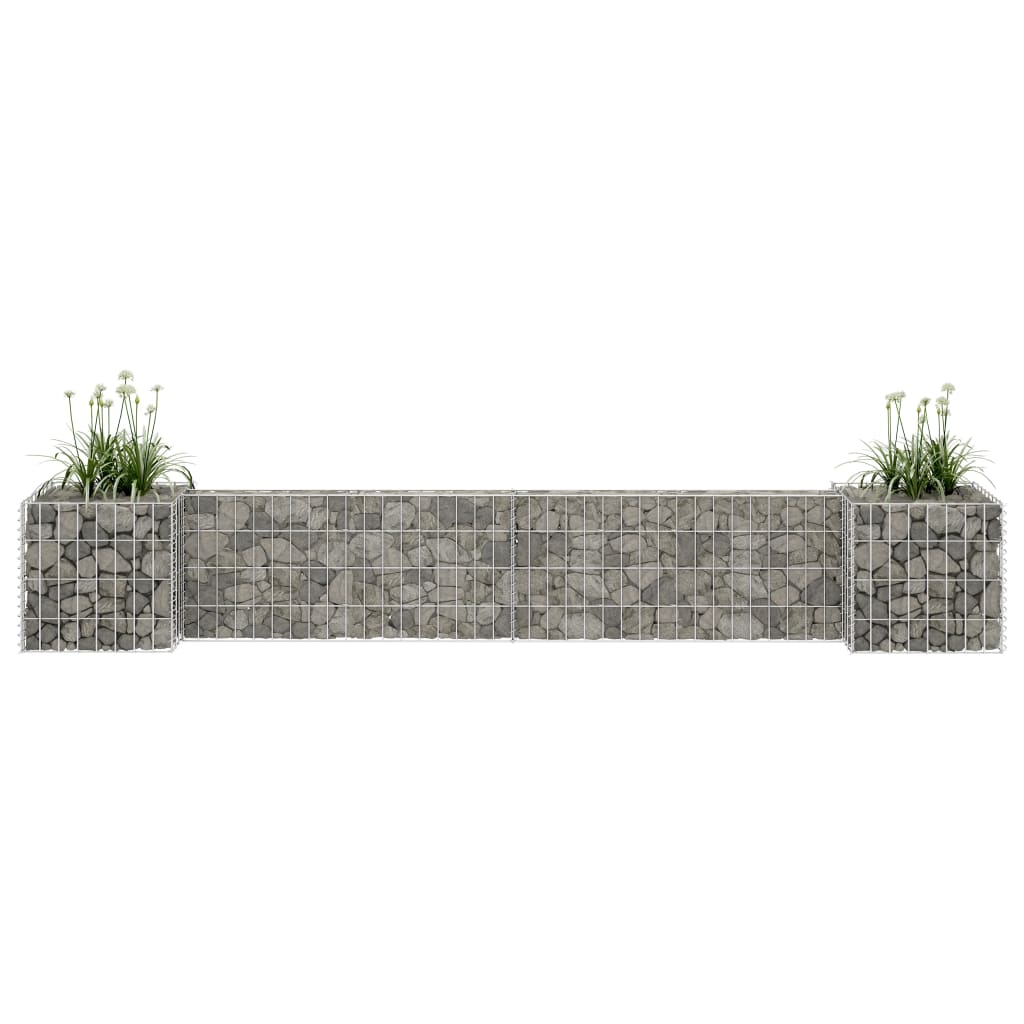 Gabbione Fioriera Ad "h" In Filo Di Acciaio 260x40x40 cm
