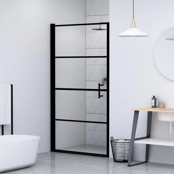 Porta Per Doccia In Vetro Temperato 81x195 Cm Nera - Image 3