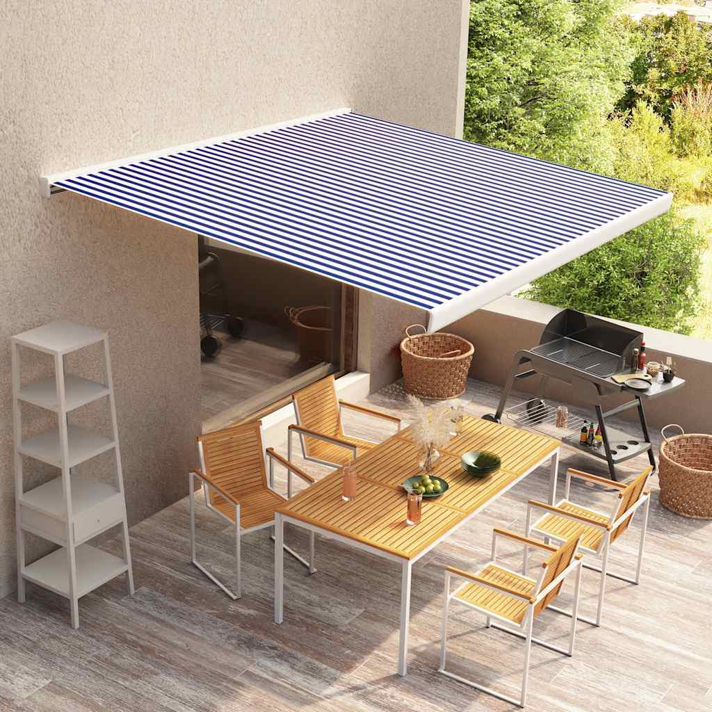 Tendone Parasole In Tela Blu E Bianco 500x300 cm