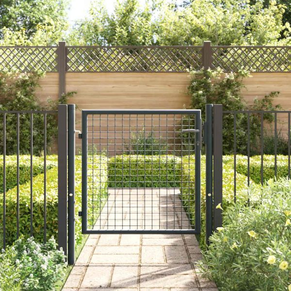 Cancello Per Giardino In Acciaio Zincato 100x125 Cm Grigio - Image 3