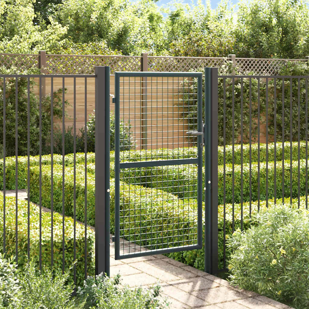 Cancello Per Giardino In Acciaio Zincato Grigio 100x200 cm