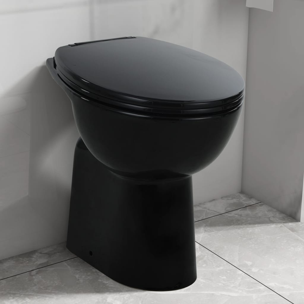 Wc Sospeso Con Design Senza Bordi 7 Cm Più Alto Ceramica Nera