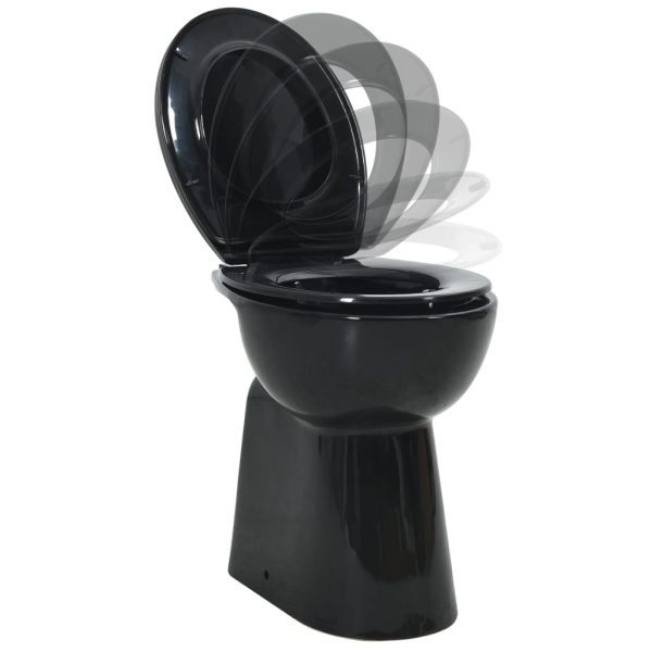 Wc Sospeso Con Design Senza Bordi 7 Cm Più Alto Ceramica Nera - Image 3