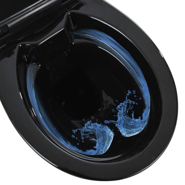 Wc Sospeso Con Design Senza Bordi 7 Cm Più Alto Ceramica Nera - Image 6