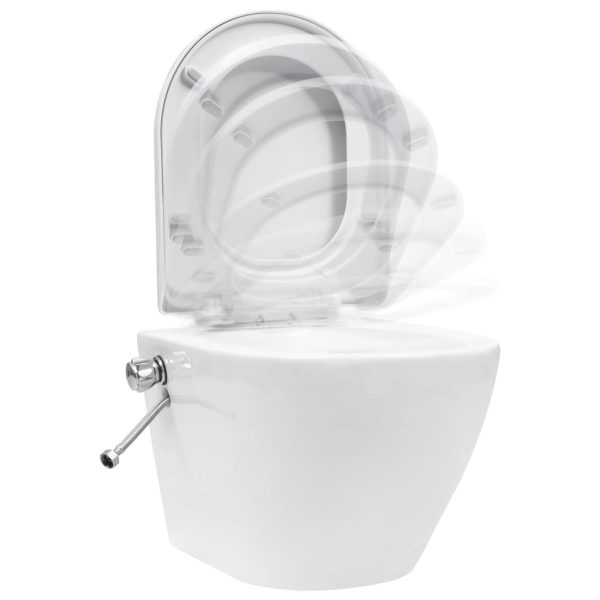 Toilette Senza Bordo Sospesa Con Funzione Bidet Ceramica Bianca - Image 3