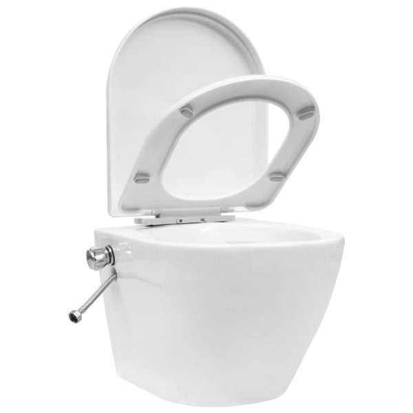 Toilette Senza Bordo Sospesa Con Funzione Bidet Ceramica Bianca - Image 4