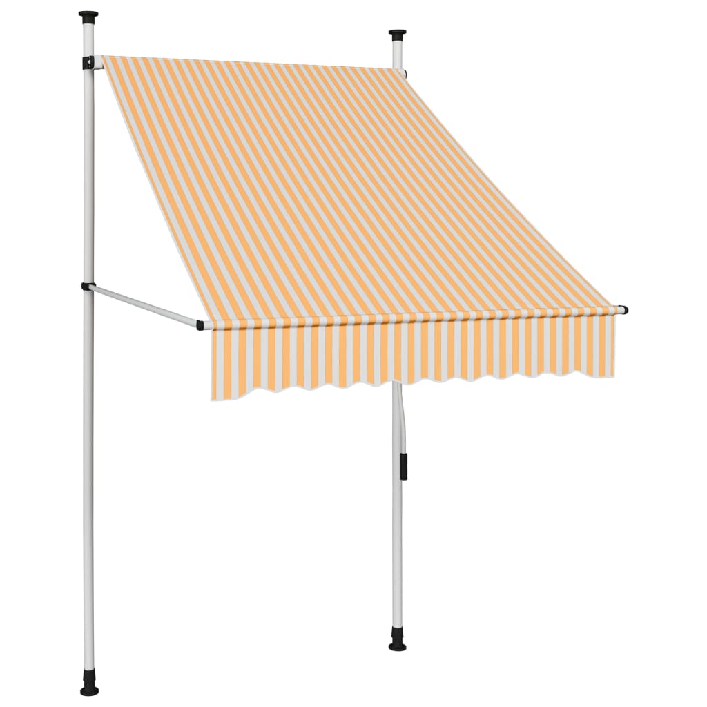 Tenda Da Sole Retrattile Manuale 100 Cm Strisce Arancio Bianche