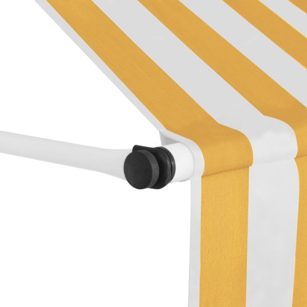 Tenda Da Sole Retrattile Manuale 100 Cm Strisce Arancio Bianche - Image 5