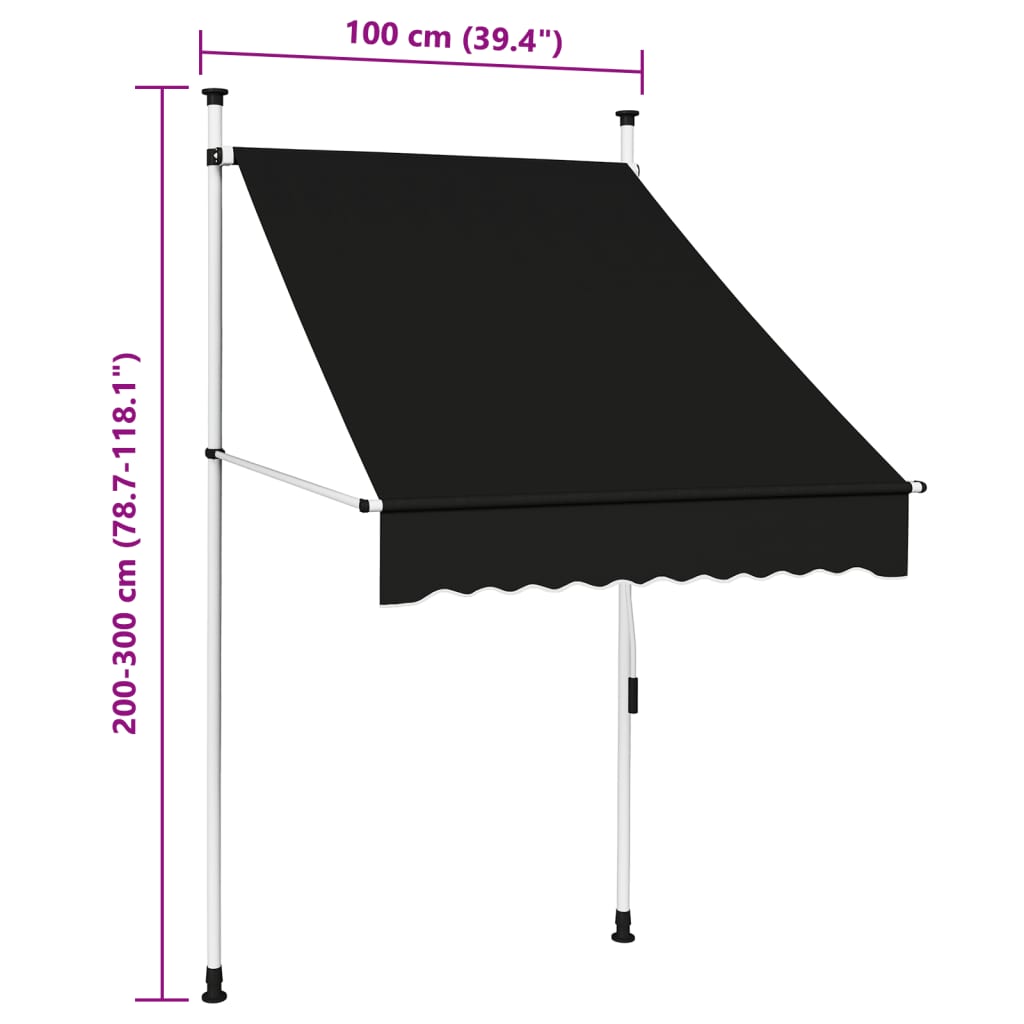 Tenda Da Sole Retrattile Manuale 100 Cm Antracite - Image 6