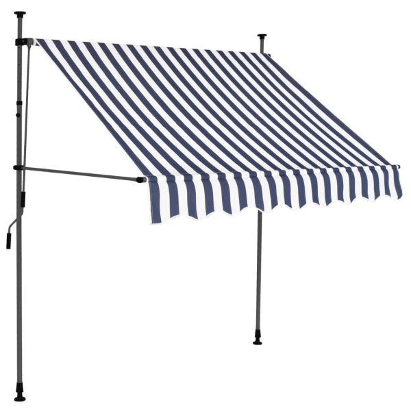 Tenda Da Sole Retrattile Manuale Con Led 200 Cm Blu E Bianca - Image 2