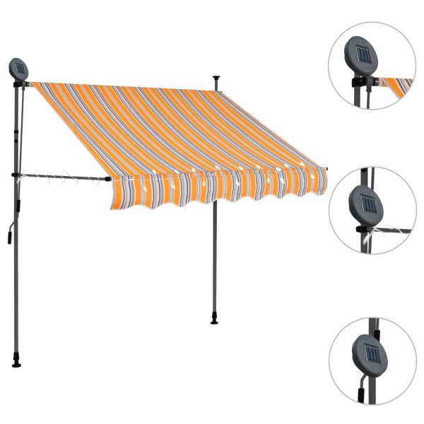 Tenda Da Sole Retrattile Manuale Con Led 200 Cm Gialla E Blu - Image 3