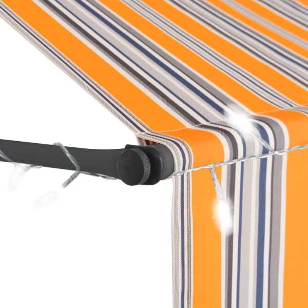 Tenda Da Sole Retrattile Manuale Con Led 200 Cm Gialla E Blu - Image 4