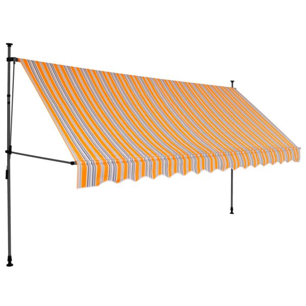 Tenda Da Sole Retrattile Manuale Con Led 350 Cm Gialla E Blu - Image 2