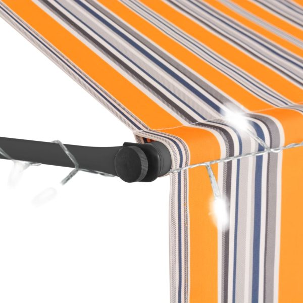 Tenda Da Sole Retrattile Manuale Con Led 350 Cm Gialla E Blu - Image 4