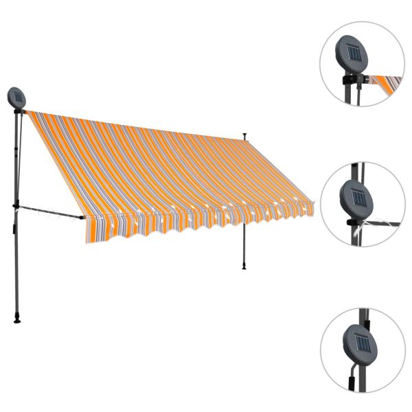 Tenda Da Sole Retrattile Manuale Con Led 400 Cm Gialla E Blu - Image 4