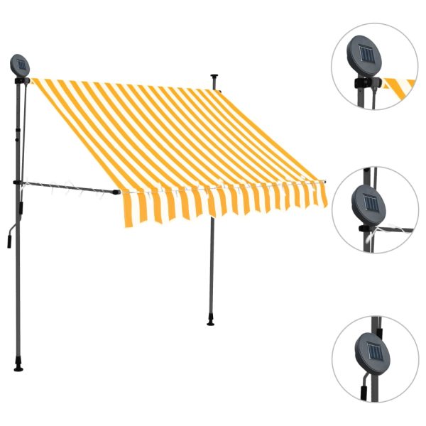 Tenda Da Sole Retrattile Manuale Led 200 Cm Bianca E Arancione - Image 3