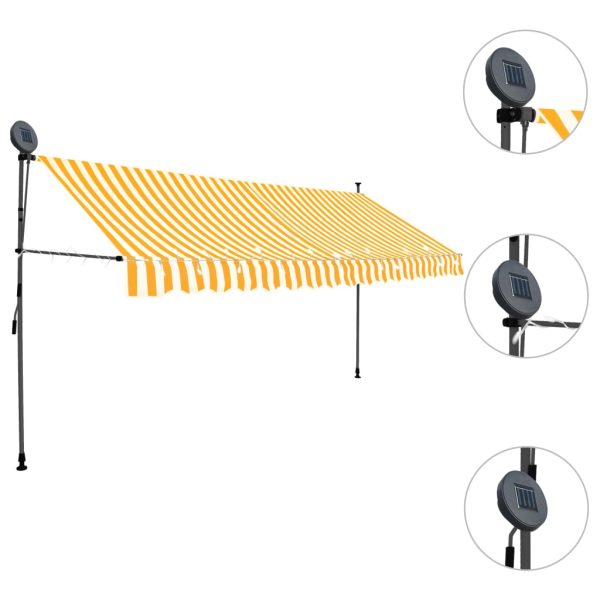 Tenda Da Sole Retrattile Manuale Led 350 Cm Bianca E Arancione - Image 3