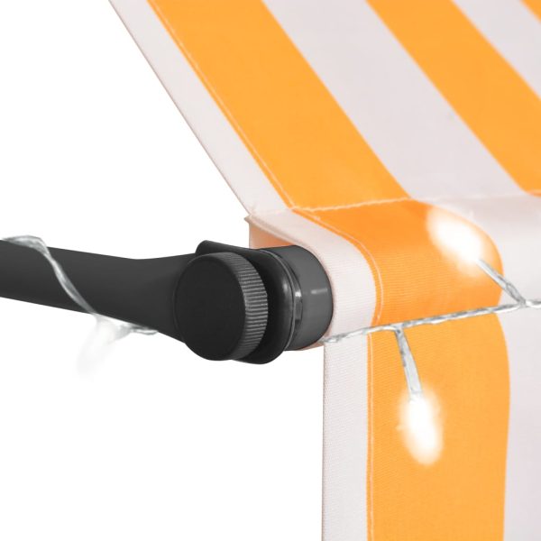 Tenda Da Sole Retrattile Manuale Led 350 Cm Bianca E Arancione - Image 4
