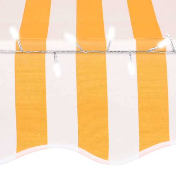 Tenda Da Sole Retrattile Manuale Led 350 Cm Bianca E Arancione - Image 5