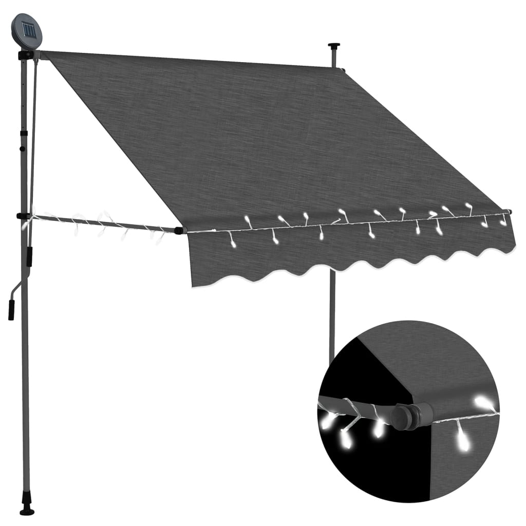 Tenda Da Sole Retrattile Manuale Con Led 100 Cm Antracite