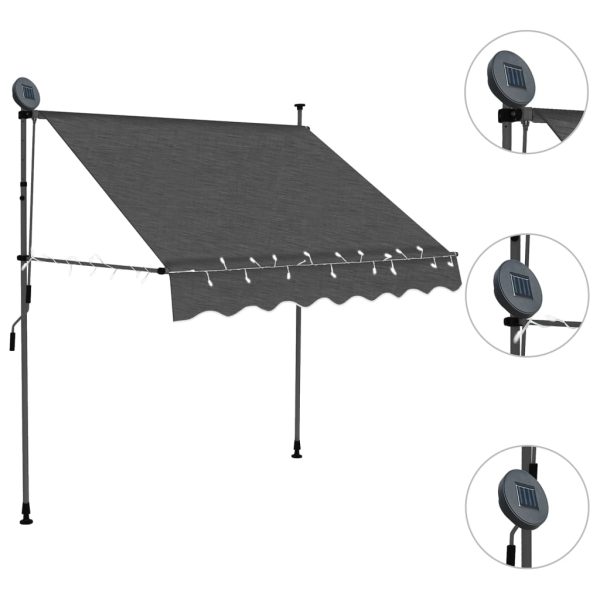 Tenda Da Sole Retrattile Manuale Con Led 100 Cm Antracite - Image 3