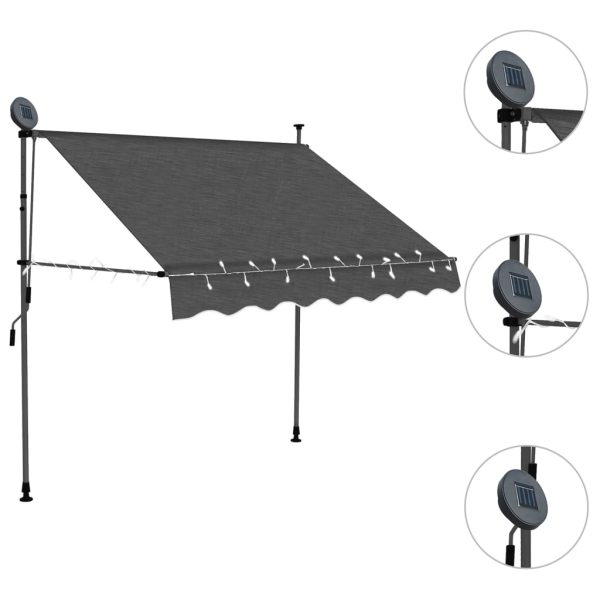 Tenda Da Sole Retrattile Manuale Con Led 150 Cm Antracite - Image 3