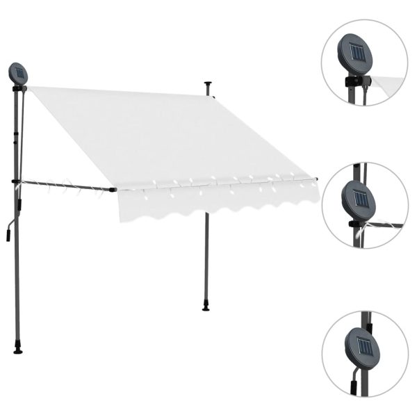 Tenda Da Sole Retrattile Manuale Con Led 150 Cm Crema - Image 3