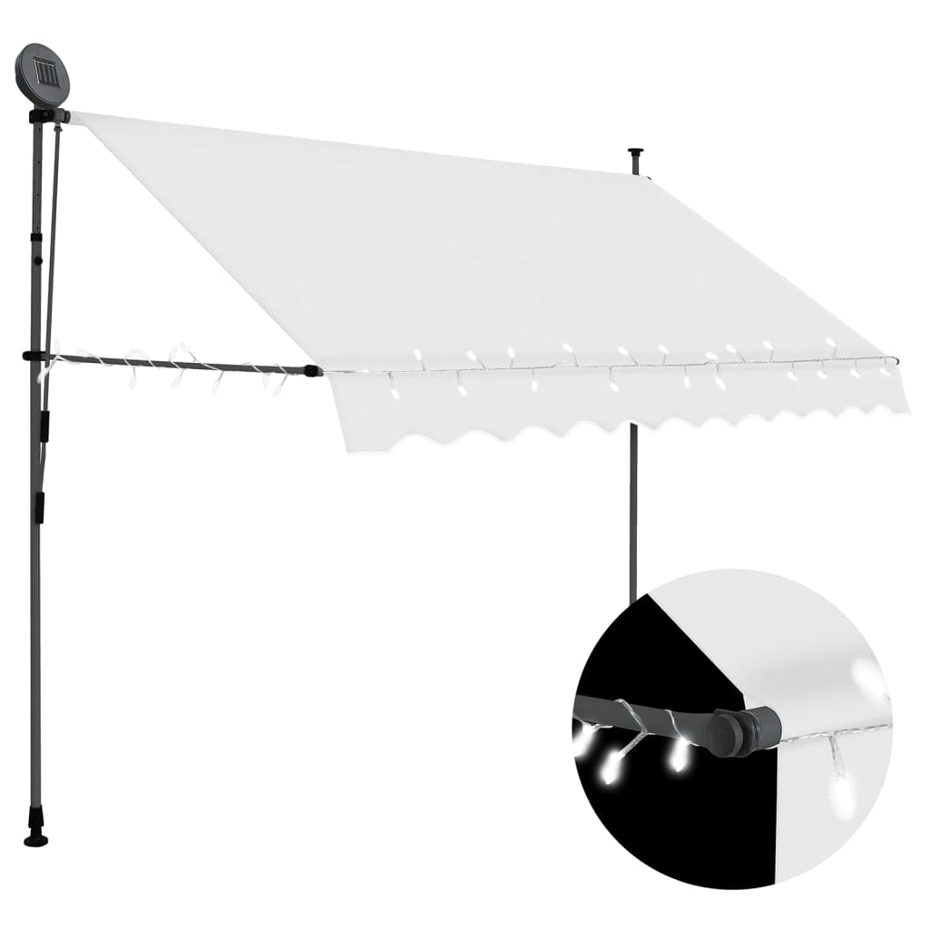 Tenda Da Sole Retrattile Manuale Con Led 250 Cm Crema