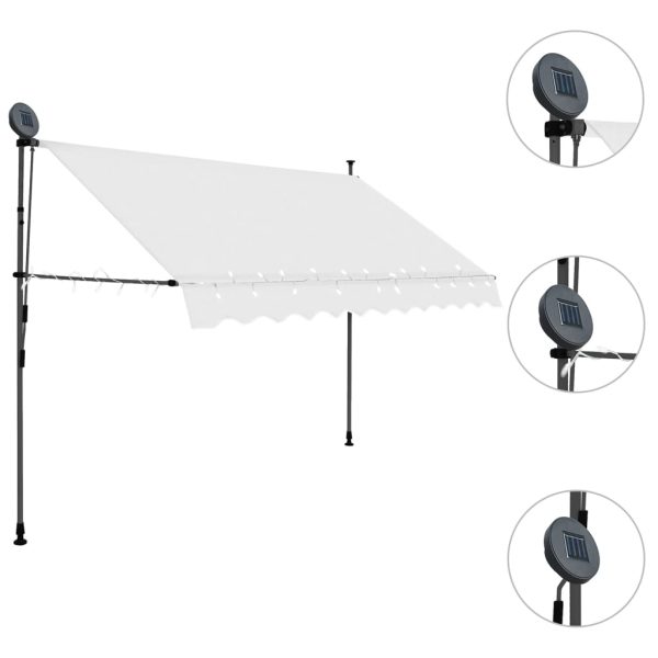 Tenda Da Sole Retrattile Manuale Con Led 250 Cm Crema - Image 3
