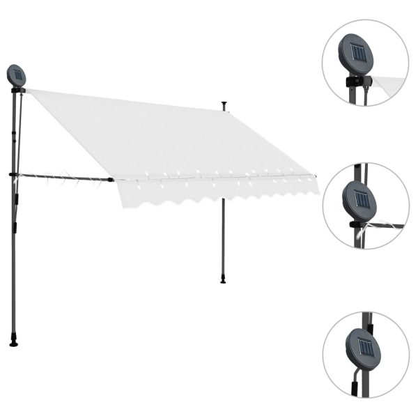 Tenda Da Sole Retrattile Manuale Con Led 300 Cm Crema - Image 3