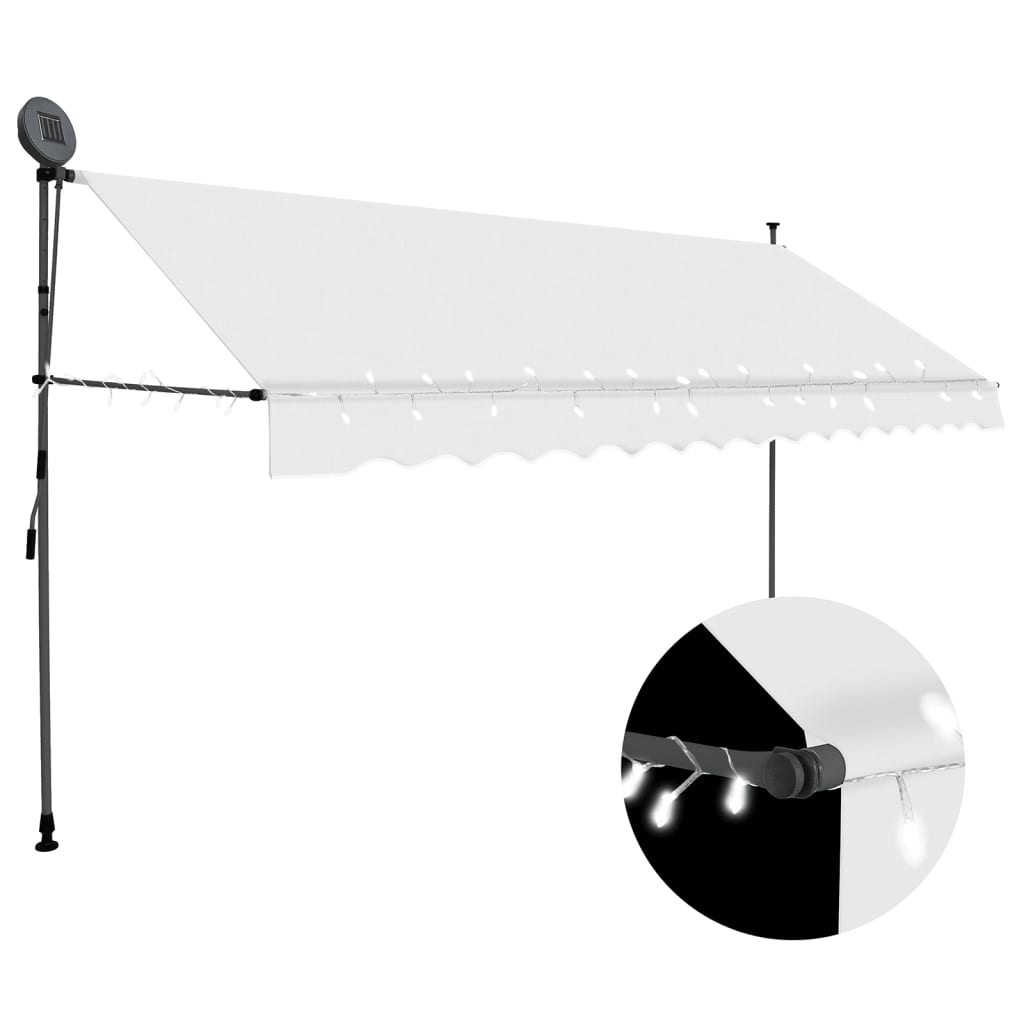 Tenda Da Sole Retrattile Manuale Con Led 400 Cm Crema