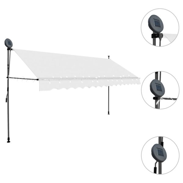 Tenda Da Sole Retrattile Manuale Con Led 400 Cm Crema - Image 3